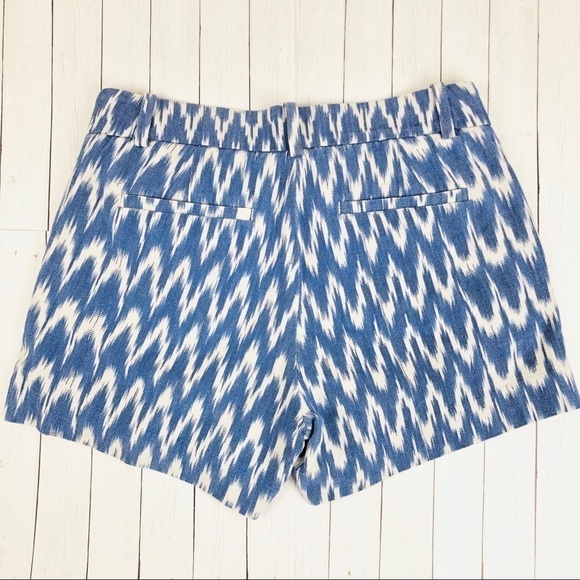 J. Crew Womens Blue & White Shorts Ikat Print Zig Zag 4" Inseam Pockets Size 0 - Picture 9 of 9